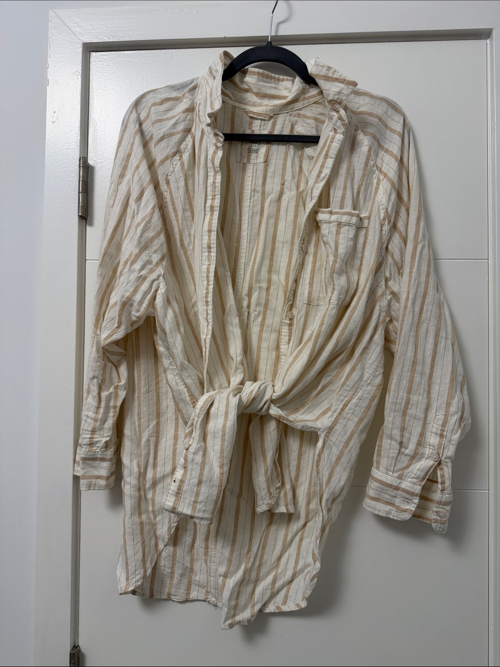 aerie Cream & Tan Striped Lightweight Men's Shirt Jacket